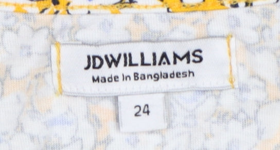 JD Williams Women Yellow Floral Cotton Tank Top UK 24 Sleeveless