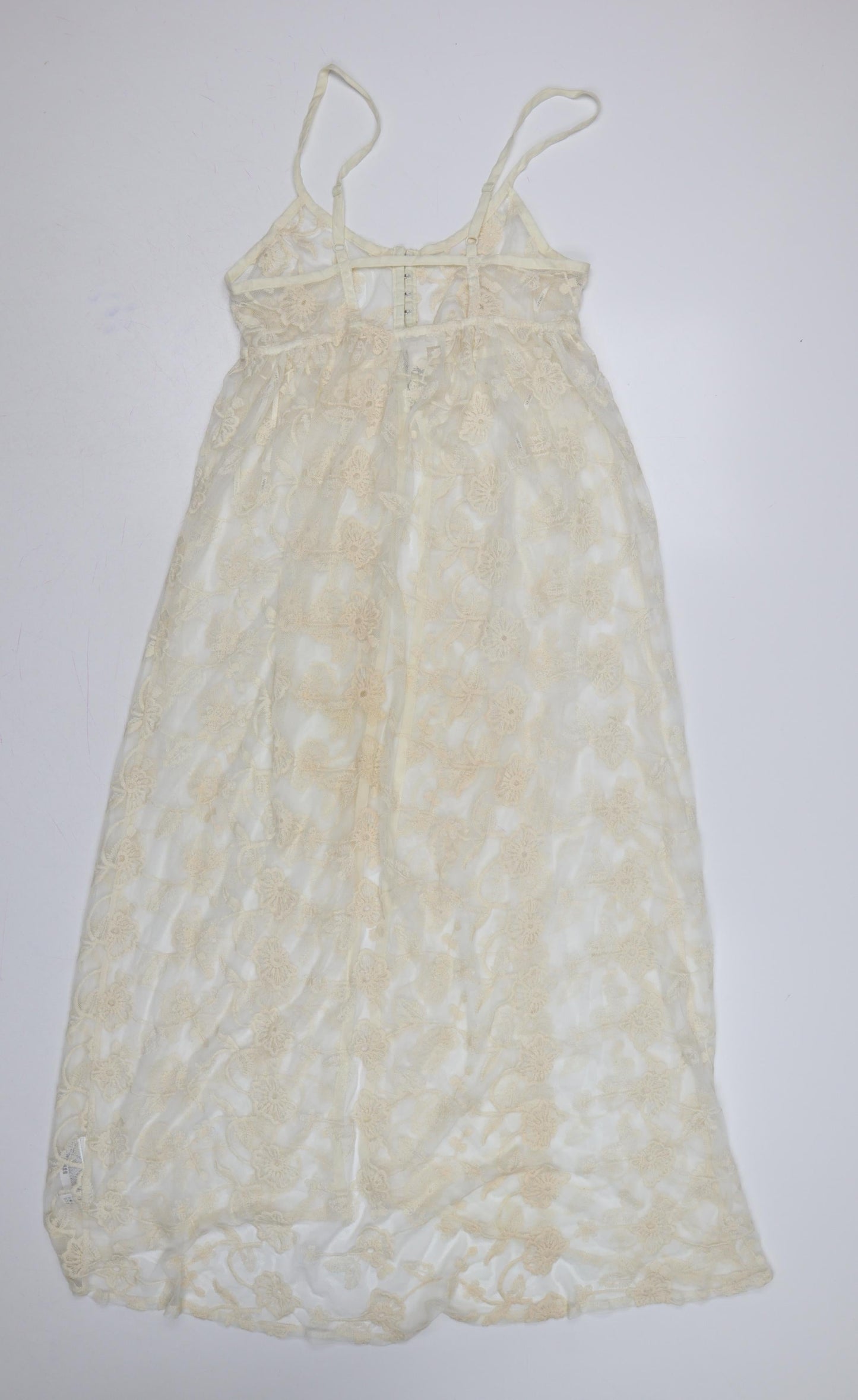 Forever 21 Women Ivory M Sheer Floral Lace Beach Swim Cover Up