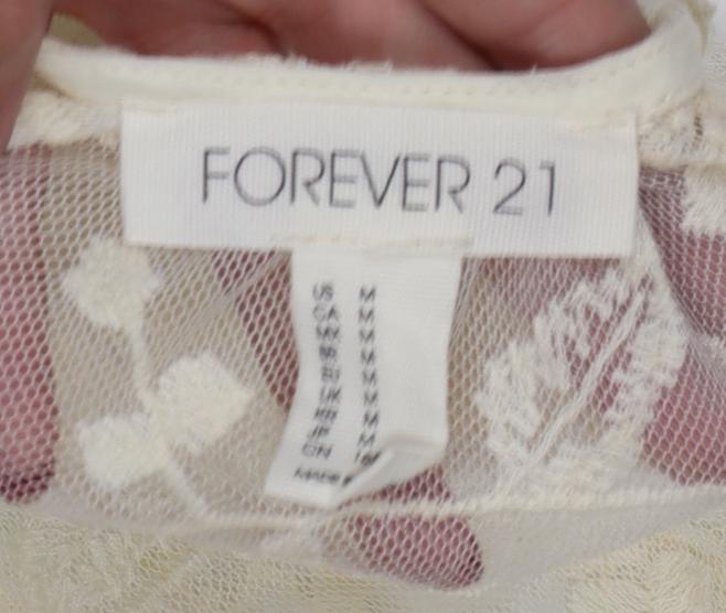 Forever 21 Women Ivory M Sheer Floral Lace Beach Swim Cover Up