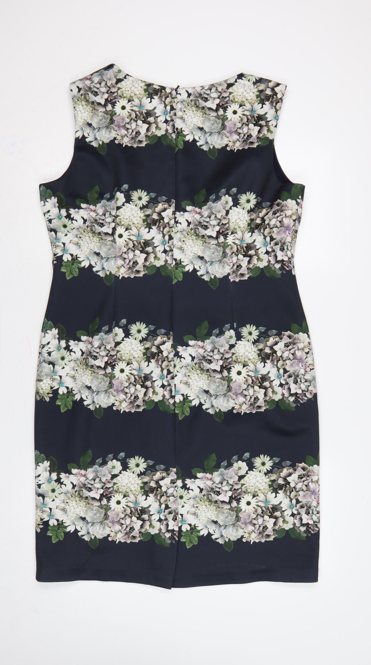 Phase Eight Women Black Floral Sleeveless Sheath Dress UK 18
