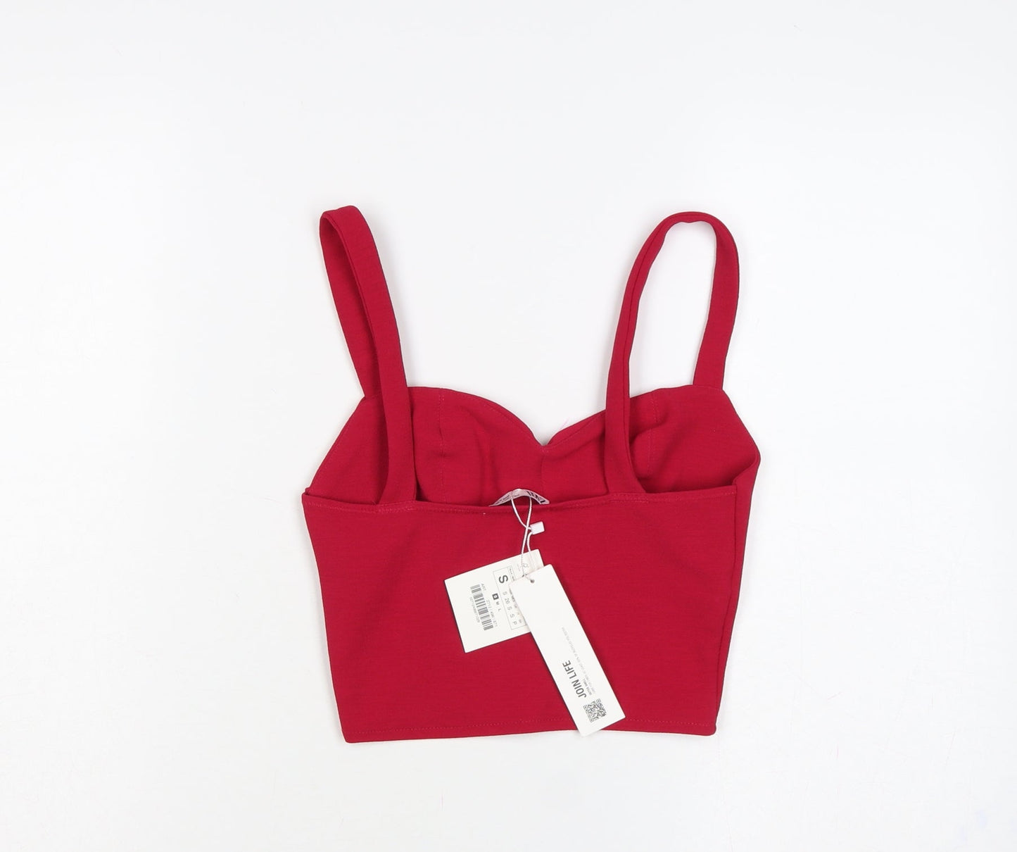 Zara Women Red S Cropped Sweetheart Neck Stretch Tank Top