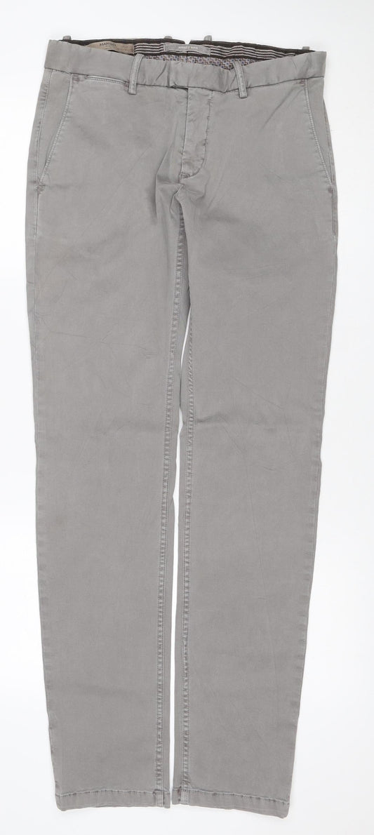 Mango Man Smart Men's Grey Cargo Trousers W32 Cotton Stretch Zip Pockets