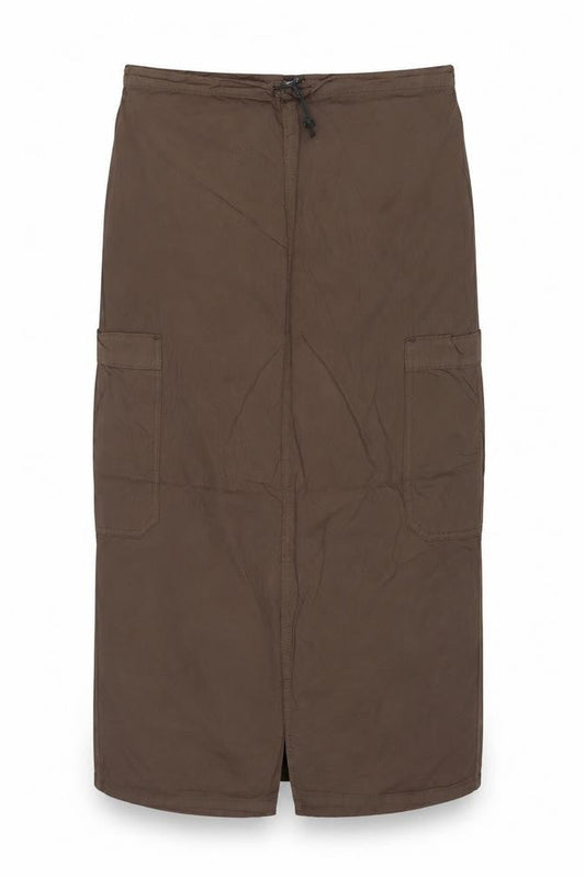 Pull&Bear Women Brown UK 12 Cargo Long Cotton Maxi Skirt Pockets NWT
