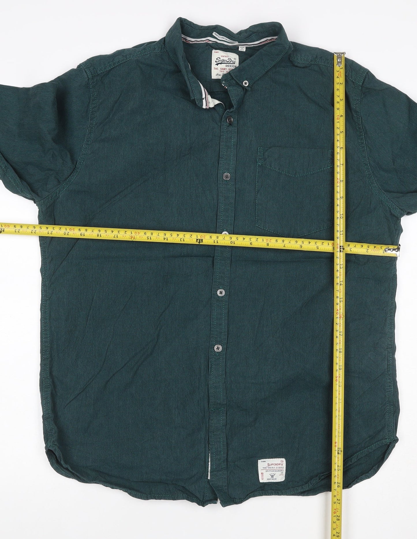 Superdry Men’s Green L Long Sleeve Button-Down Cotton Shirt