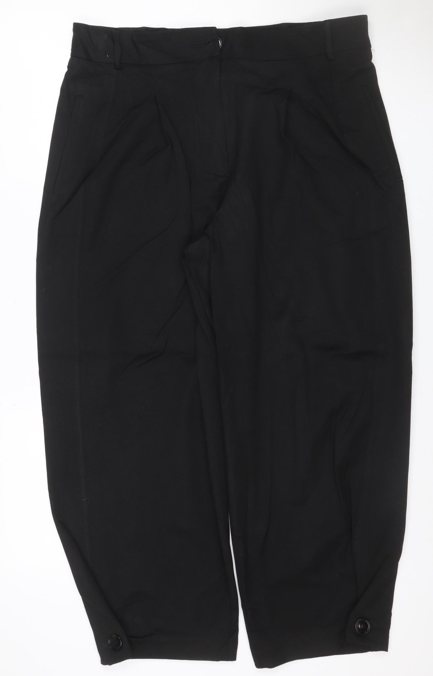 Zara Women’s Black XL Cropped Straight Leg Stretch Trousers