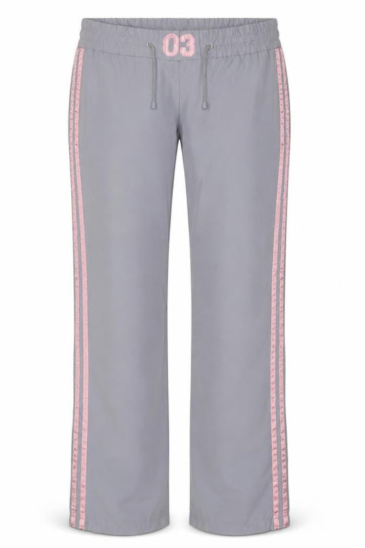 Active Women’s Grey Pink Side Stripe Track Pants UK 12 Drawstring