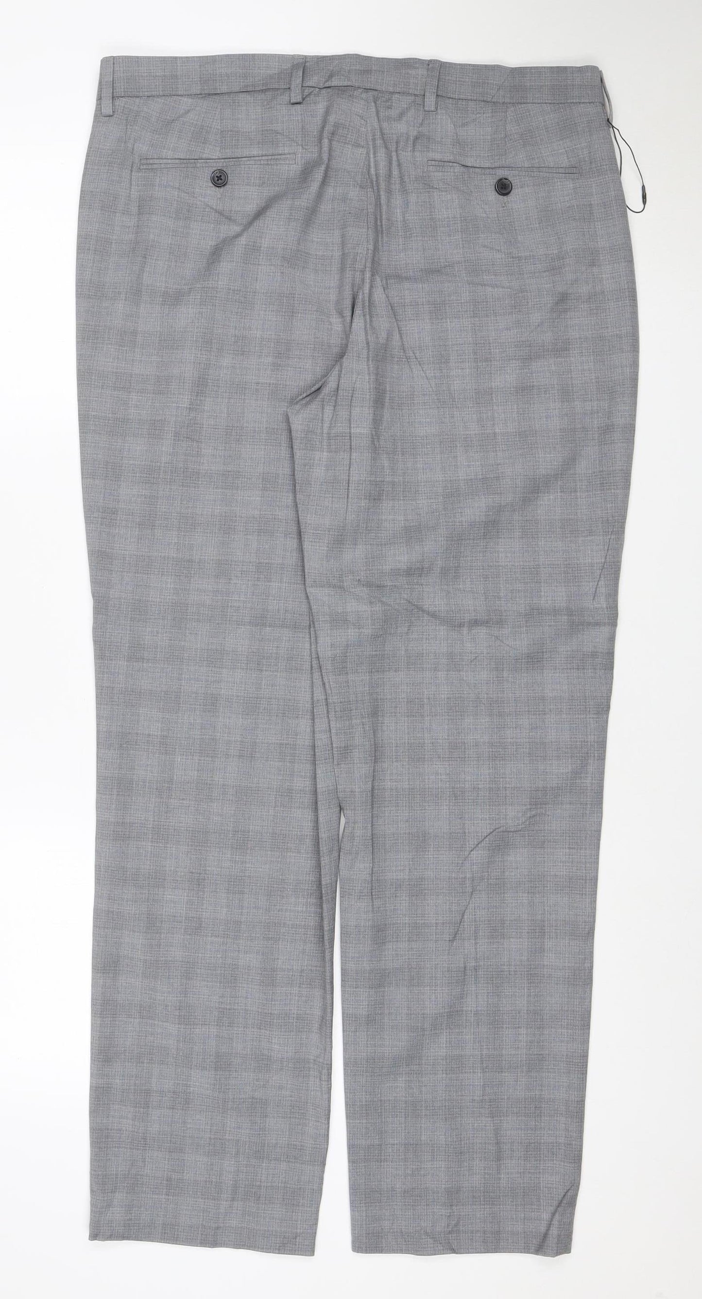 Marks and Spencer Men's Grey 36 Regular Fit Flat Front Dress Trousers