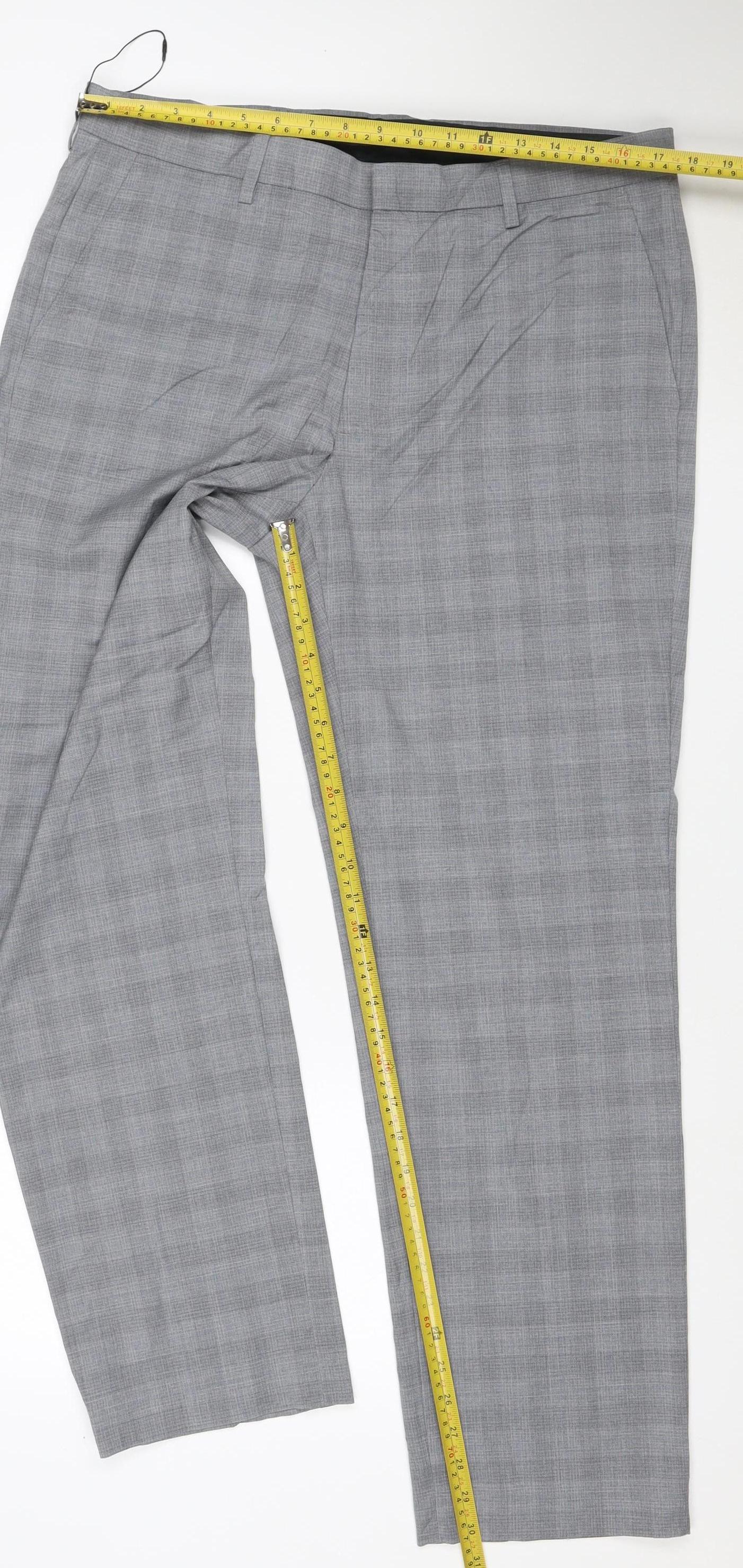 Marks and Spencer Men's Grey 36 Regular Fit Flat Front Dress Trousers