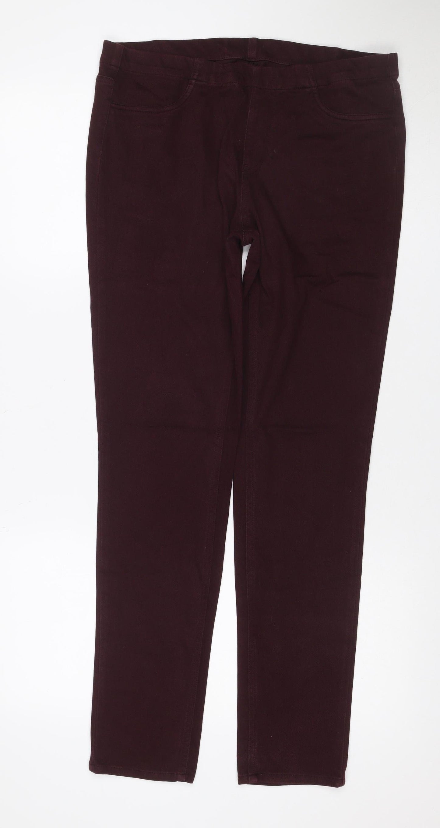 UNIQLO Women Brown Size 14 Slim Straight Stretch Trousers