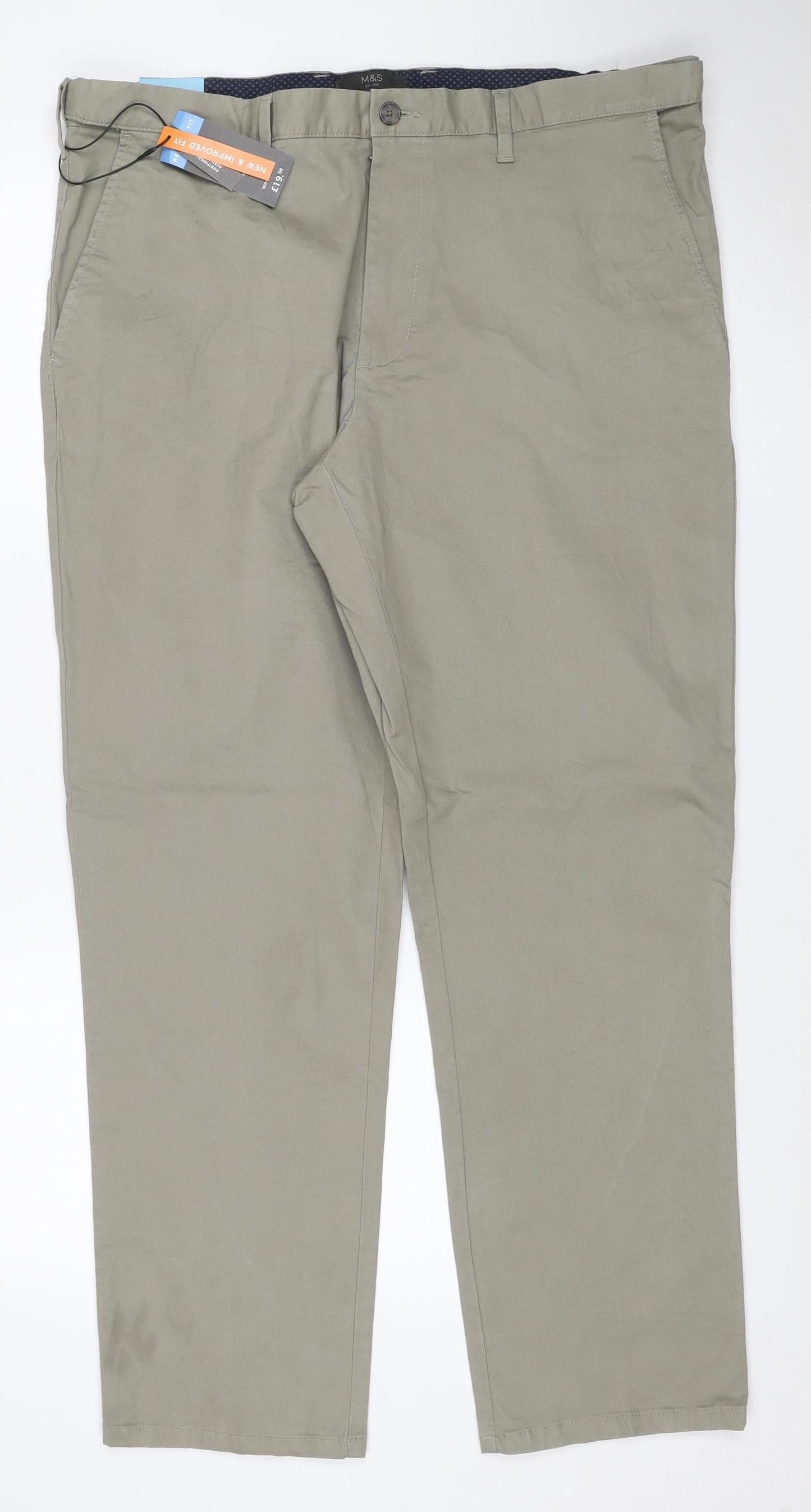 Marks and Spencer Men’s Beige Chino Trousers 40/31 Regular Fit New