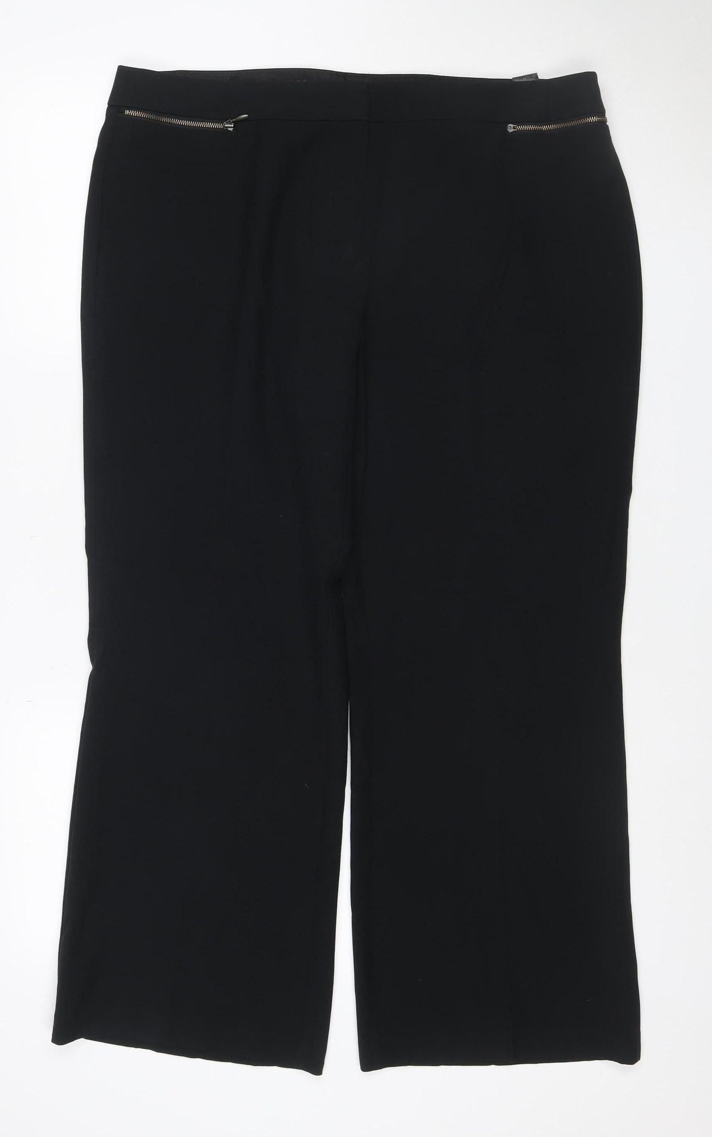Marks & Spencer Women Black Size 16 Short Stretch Zip Pocket Trousers