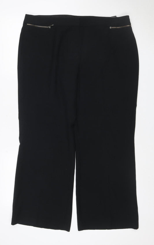 Marks & Spencer Women Black Size 16 Short Stretch Zip Pocket Trousers