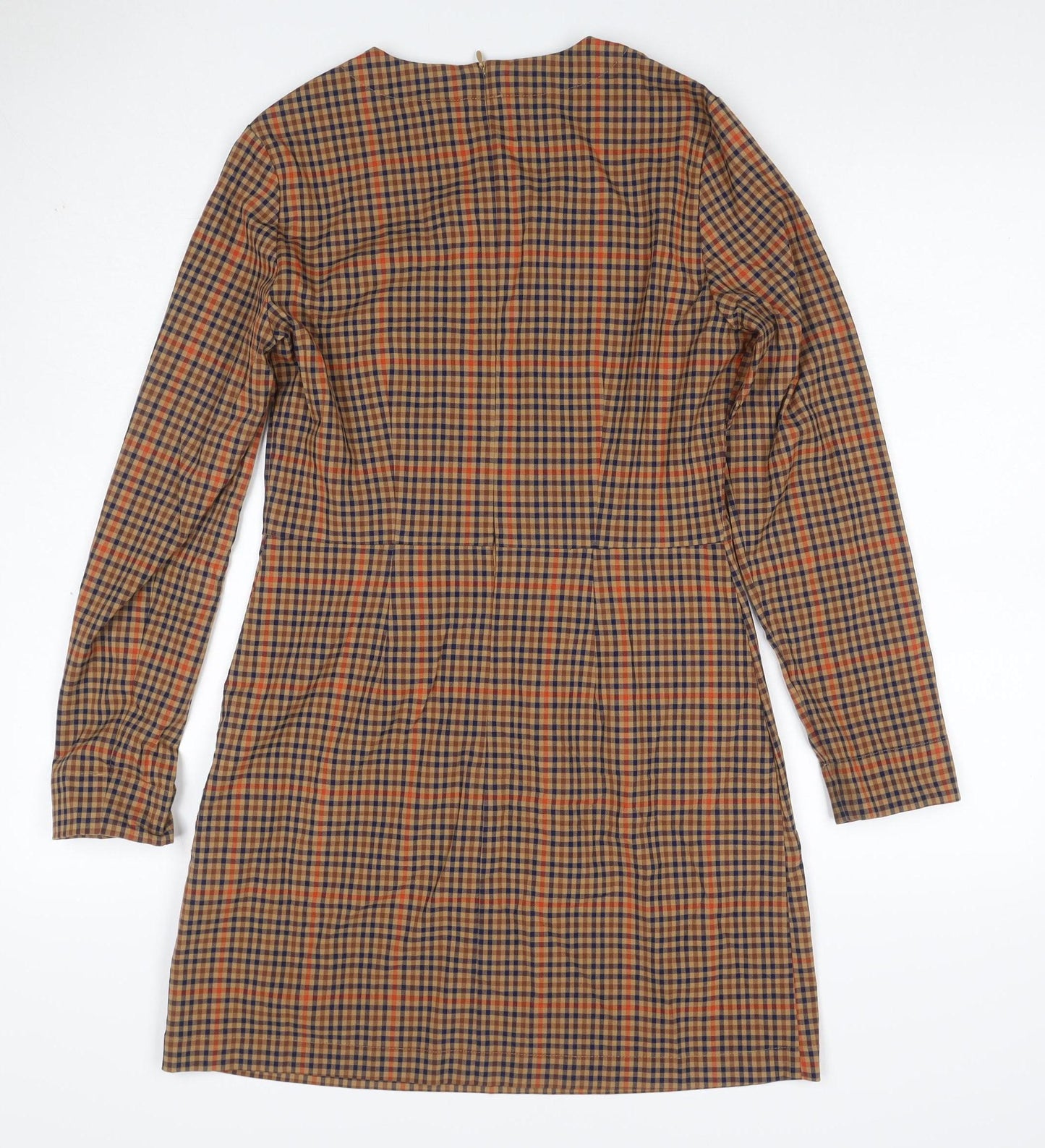 H&M Women’s Brown Check Long Sleeve Sheath Dress UK 12