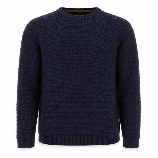 FatFace Men’s Blue Size S Textured Cotton Blend Crew Neck Jumper