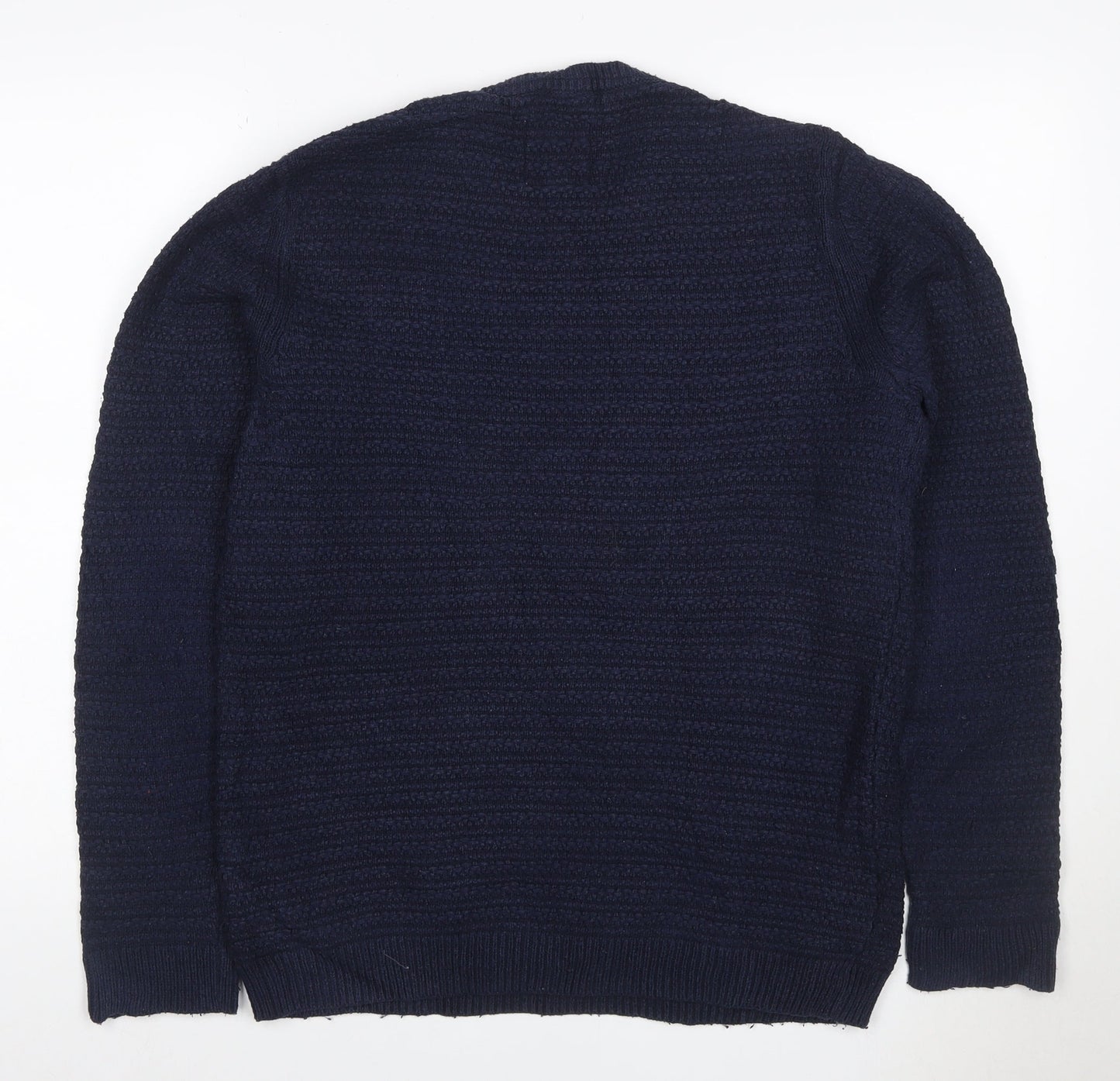 Fat Face Men’s Blue Size S Textured Cotton Blend Crew Neck Jumper