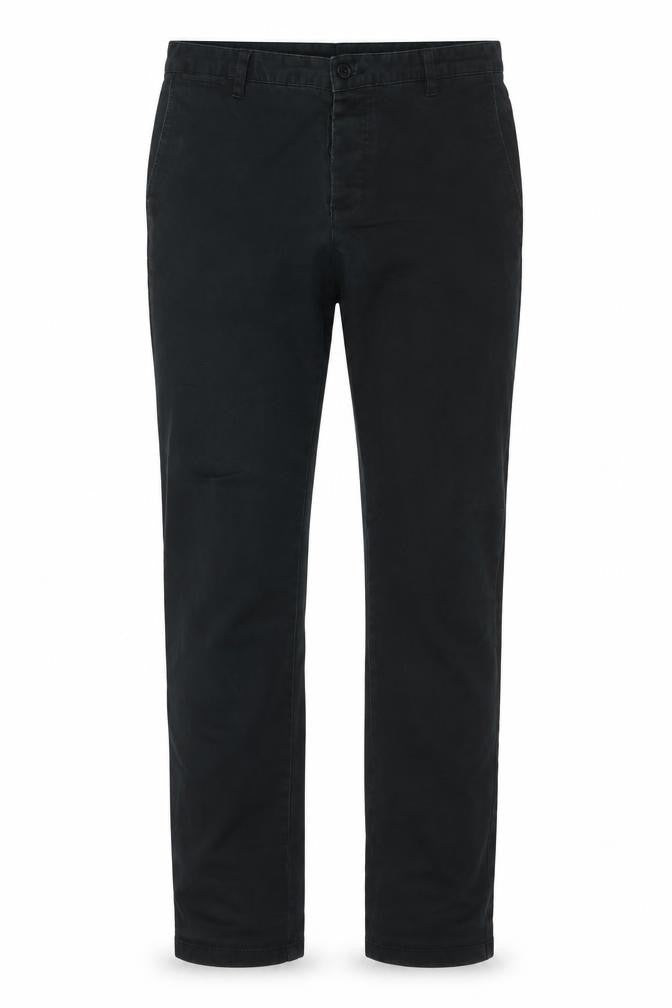Front view of Denim Co Men's Black W34 L32 Stretch Slim Chino Trousers Cotton