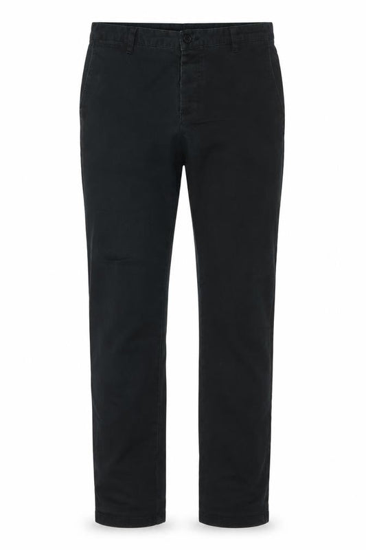 Front view of Denim Co Men's Black W34 L32 Stretch Slim Chino Trousers Cotton