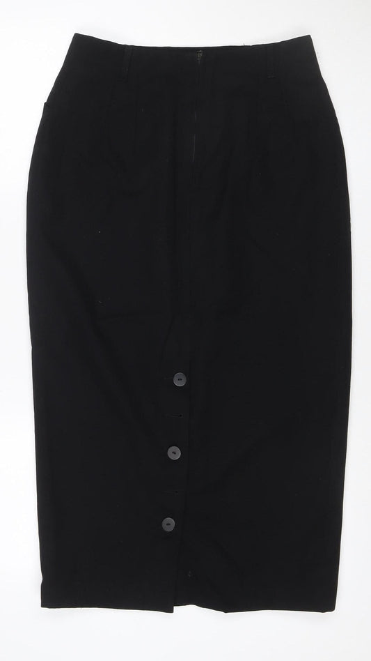 Susan Moffat Women Black UK 14 Corduroy Pencil Knee Skirt Vintage