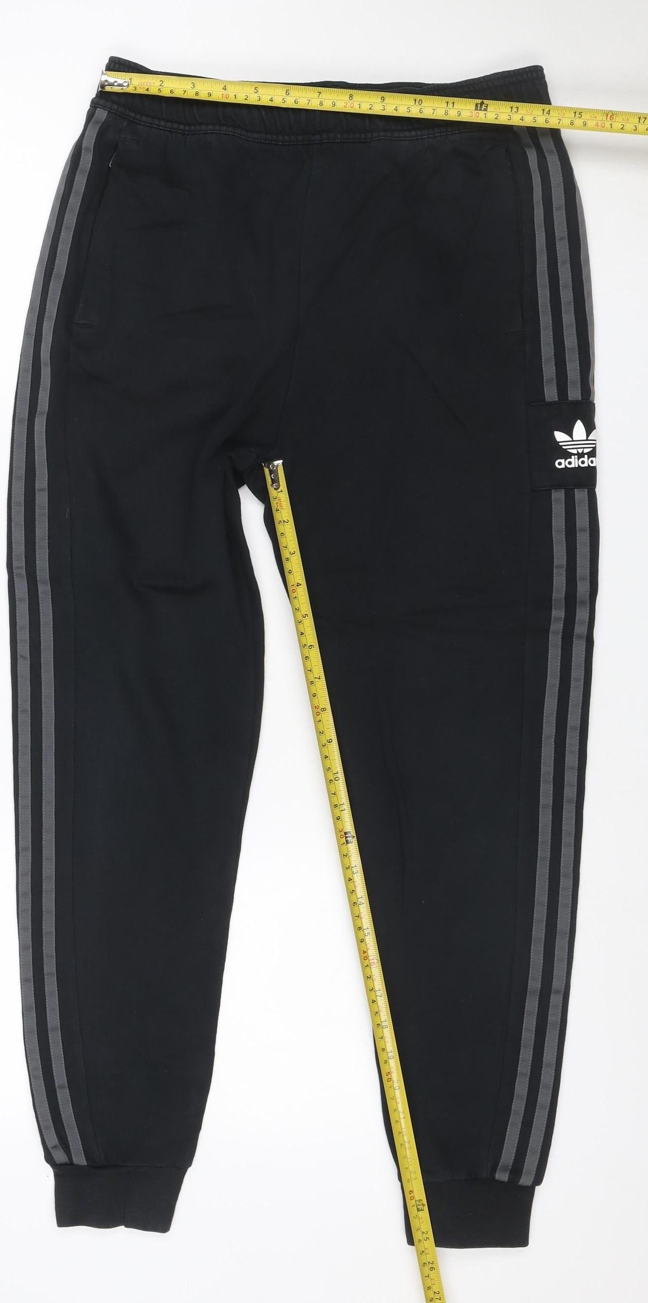 Adidas Teens Black L Jogger Track Pants 3 Stripe Cotton Blend