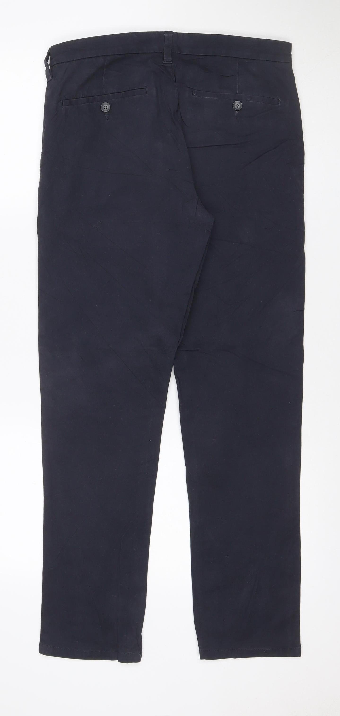 Marks and Spencer Men’s Blue Slim Chino Trousers 30/29 Cotton Stretch