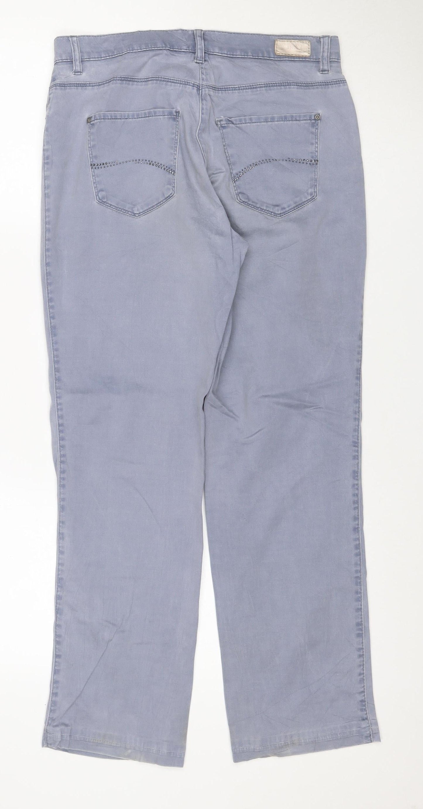 Brax Women’s Grey Size 12 Carola Glam Straight Stretch Trousers 29/30