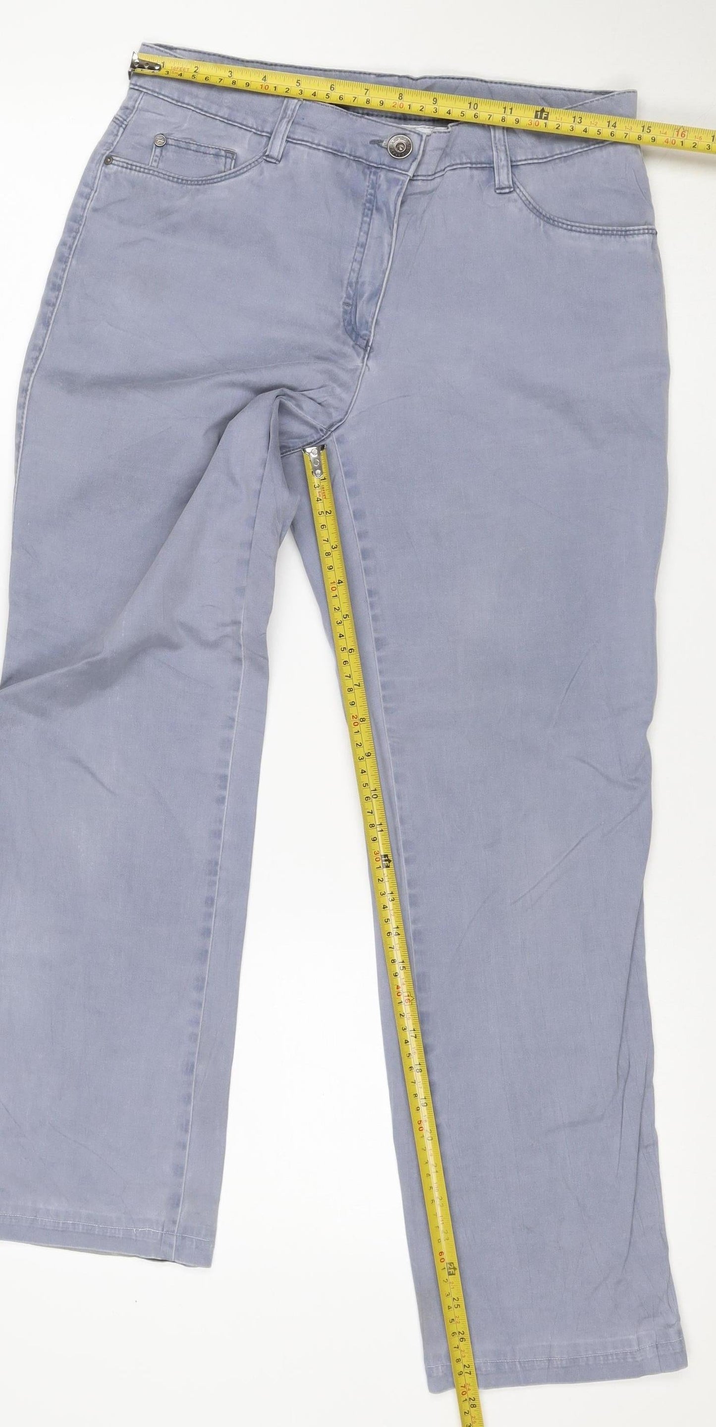 Brax Women’s Grey Size 12 Carola Glam Straight Stretch Trousers 29/30