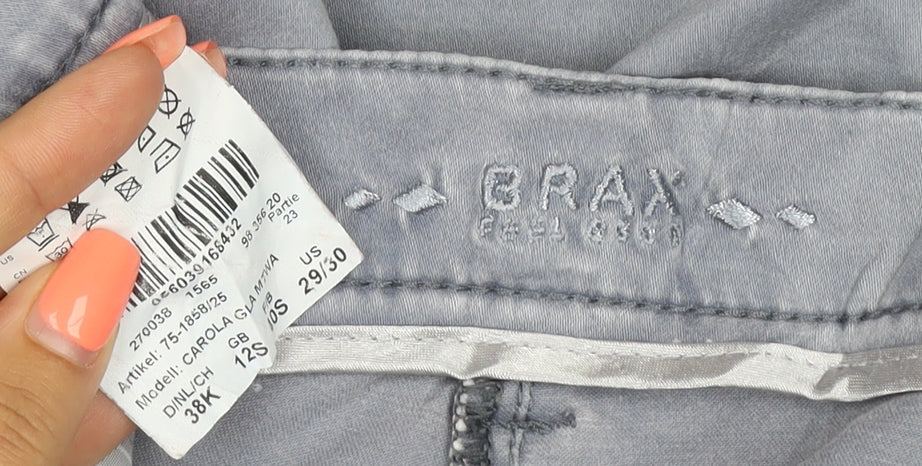 Brax Women’s Grey Size 12 Carola Glam Straight Stretch Trousers 29/30