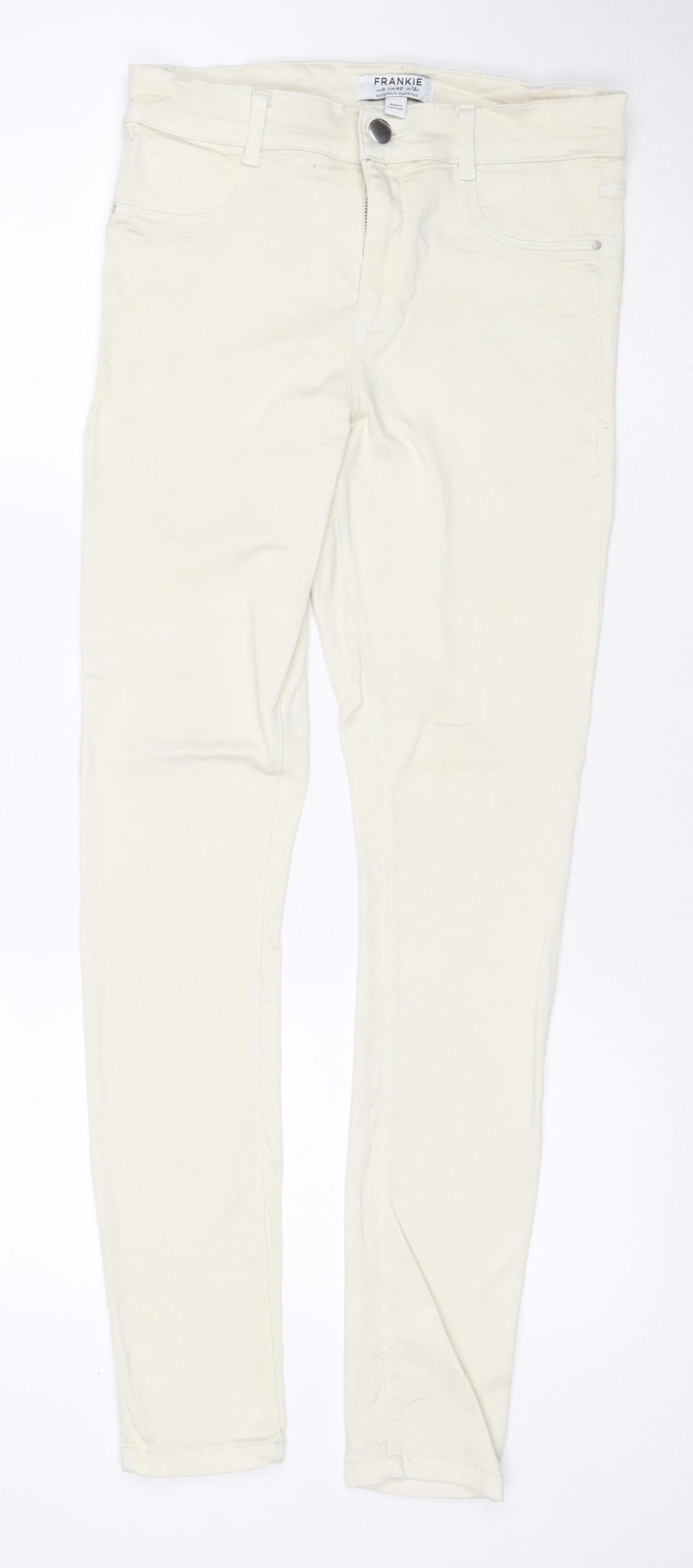 Dorothy Perkins Women Ivory UK 12R Frankie Skinny Stretch Jeans