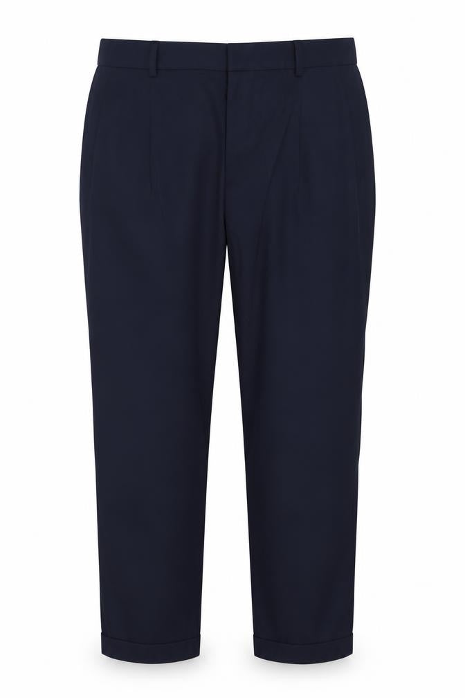 Front view of Autograph Women’s Navy Blue, size UK 12, Tapered Cotton Work Trousers
