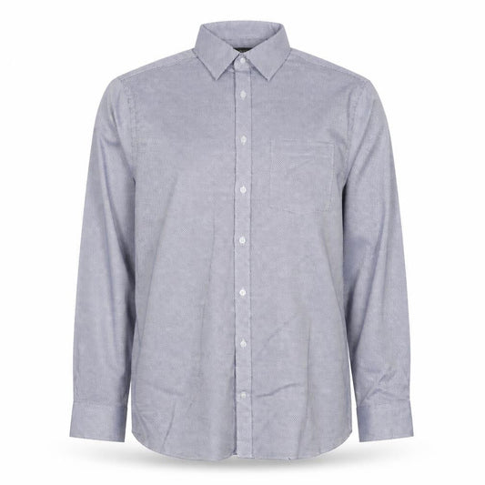 Marks & Spencer Men’s Blue 15.5 Regular Fit Geometric Cotton Shirt