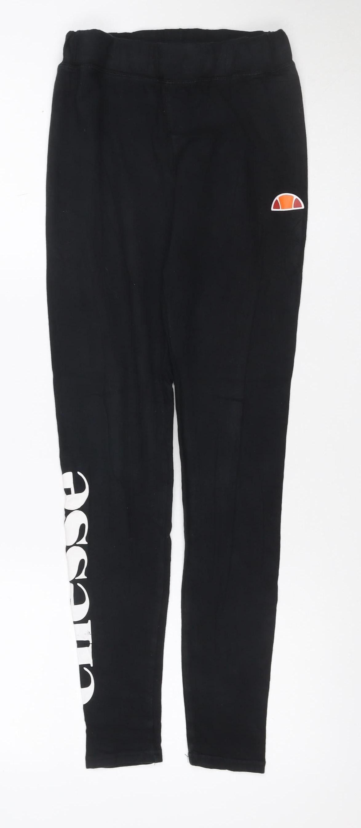 Additional front view of Ellesse Women’s Black UK 10 Logo Track Pants Cotton Stretch