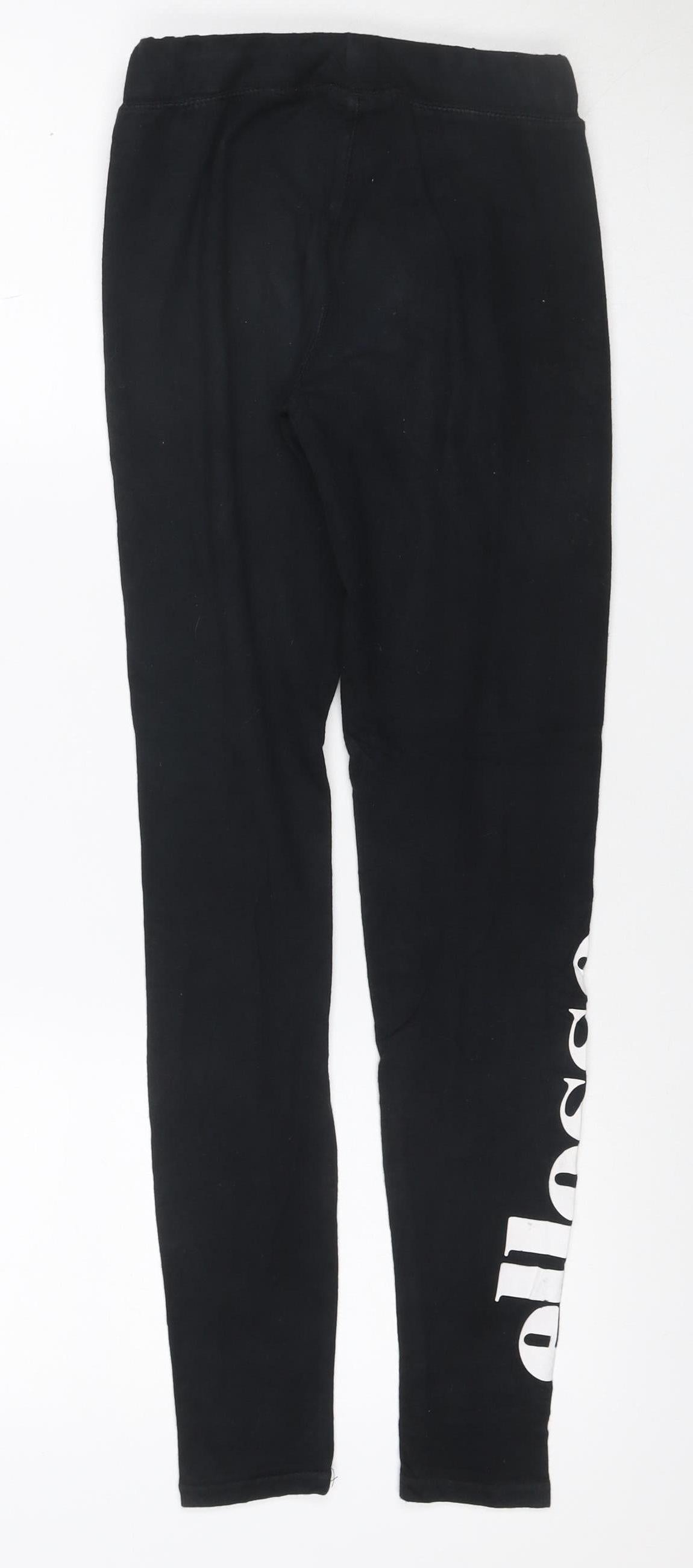 Back view of Ellesse Women’s Black UK 10 Logo Track Pants Cotton Stretch