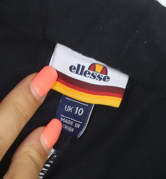 Brand and care label for Ellesse Women’s Black UK 10 Logo Track Pants Cotton Stretch