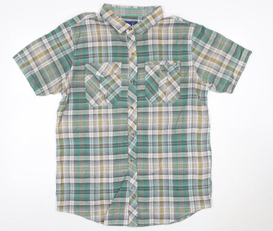 MALAY Men’s Green Plaid XL Short Sleeve Button-Up Shirt 1X
