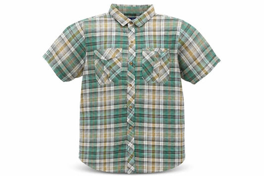 MALAY Men’s Green Plaid XL Short Sleeve Button-Up Shirt 1X