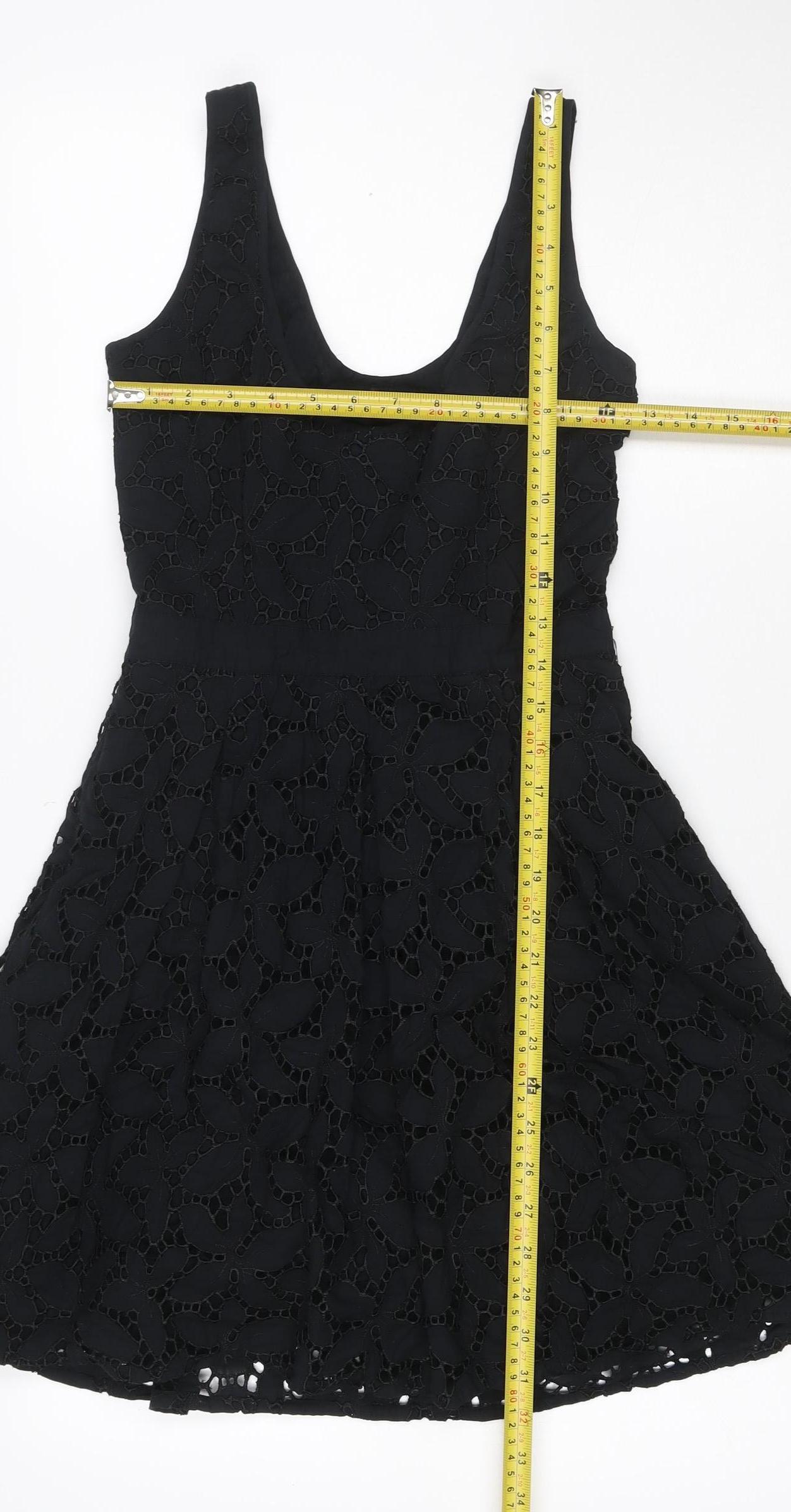 Oasis Women’s Black Size 8 Floral Lace Fit & Flare Party Dress