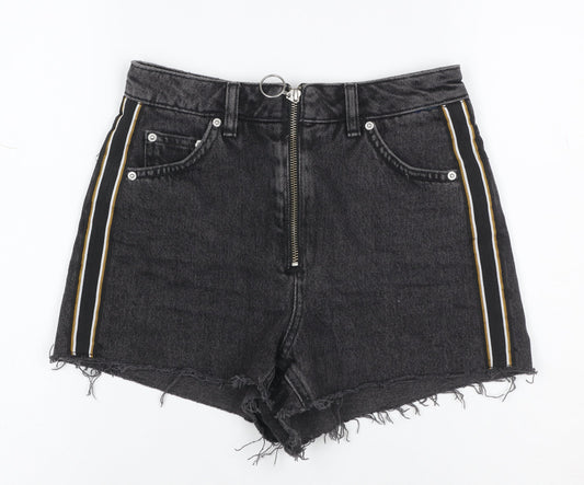 Topshop Women Black UK 6 Petite Mom Denim Stripe Shorts