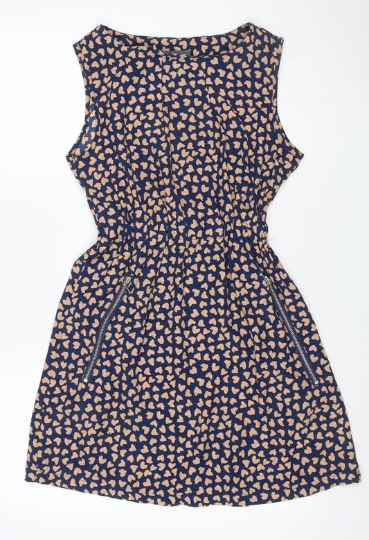 Apricot Women’s Blue Beige Leopard Print Ruched Bodycon Dress Size S