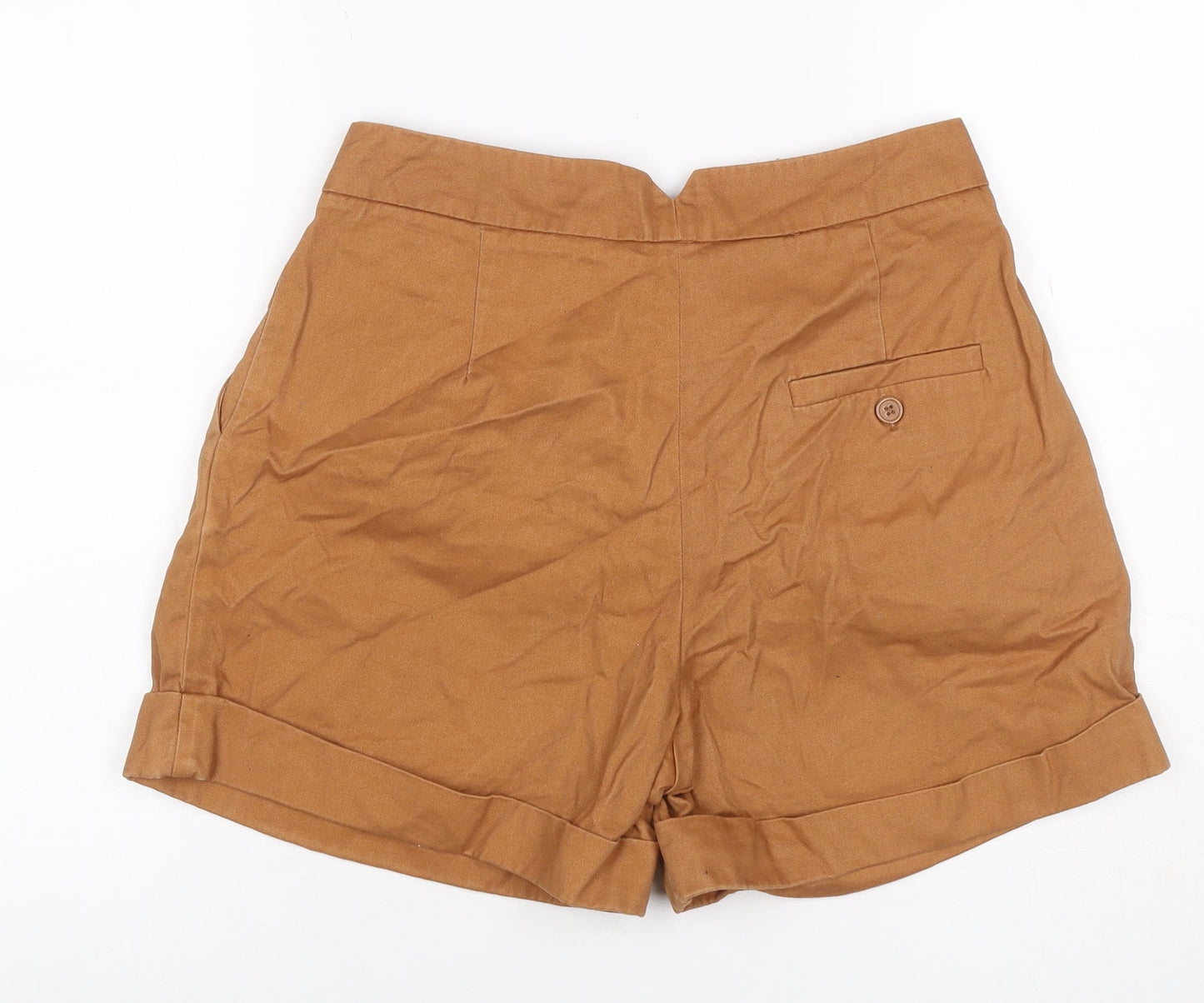Oasis Women Brown UK 14 High Rise Belted Pleated Cuffed Shorts