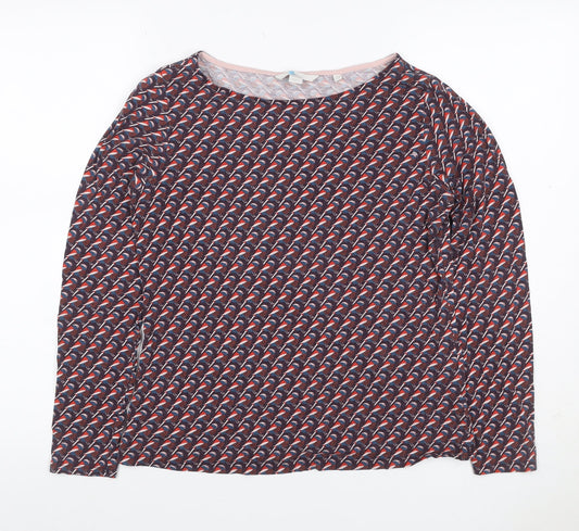Boden Women’s Multicoloured Bird Print Jersey Blouse UK 12 Long Sleeve