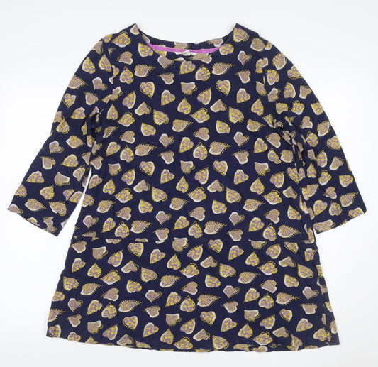 White Stuff Women’s Blue Floral A-Line Dress UK 16 3/4 Sleeve