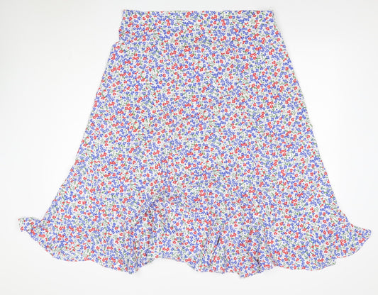 Damart Women Multicoloured UK 16 Floral Flare Midi Skirt