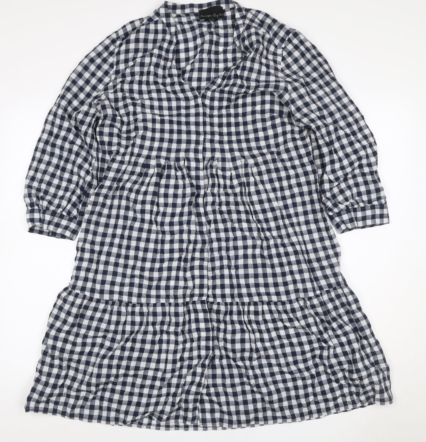 Phase Eight Women’s Blue Gingham Check Fit & Flare Dress UK 12