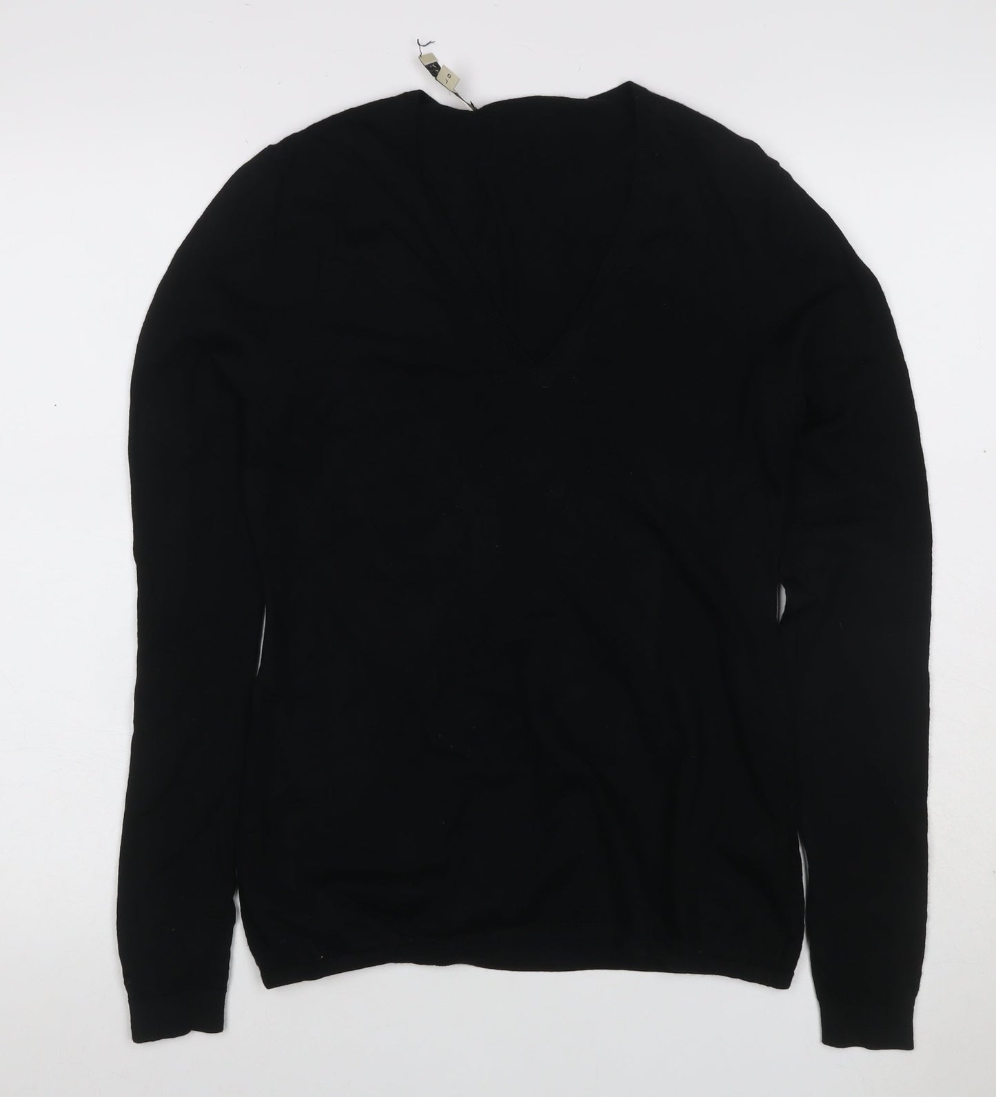 Burberry London Women’s Black Merino Wool V-Neck Knit Jumper Size L