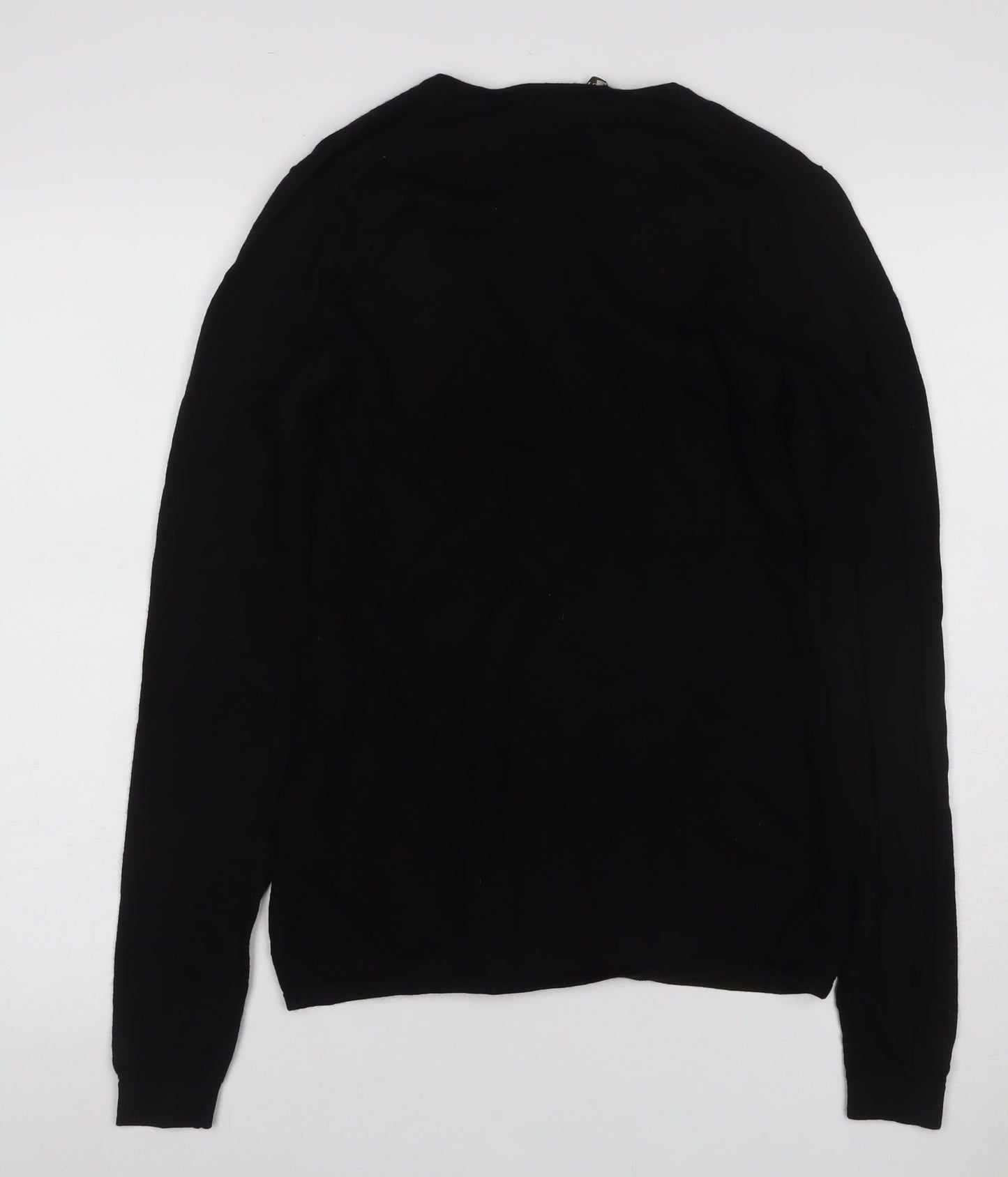 Burberry London Women’s Black Merino Wool V-Neck Knit Jumper Size L