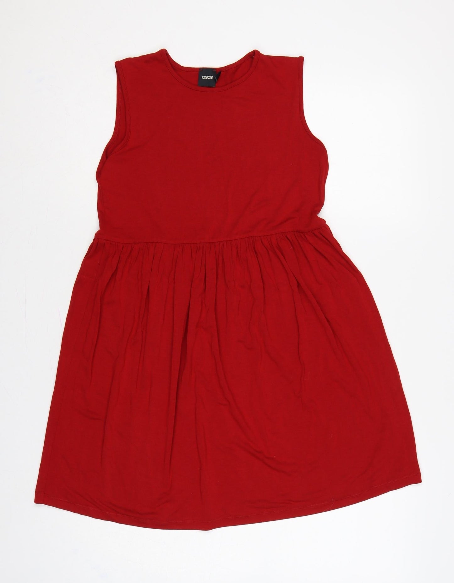 ASOS Women Red UK 6 Fit & Flare Sleeveless Jersey Short Dress