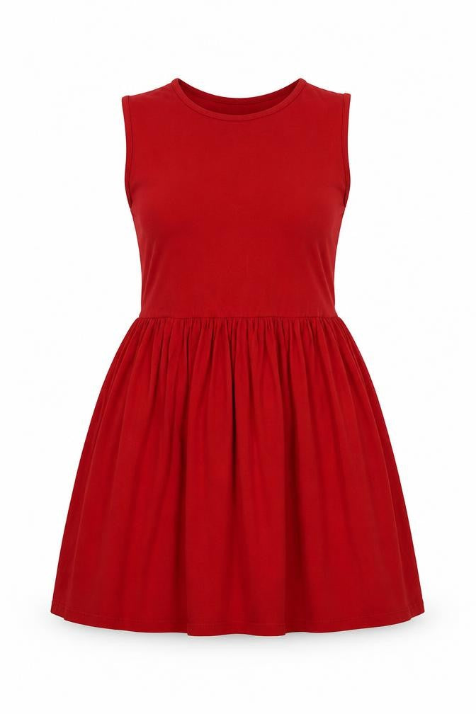 Front view of ASOS Women Red UK 6 Fit & Flare Sleeveless Jersey Short Dress