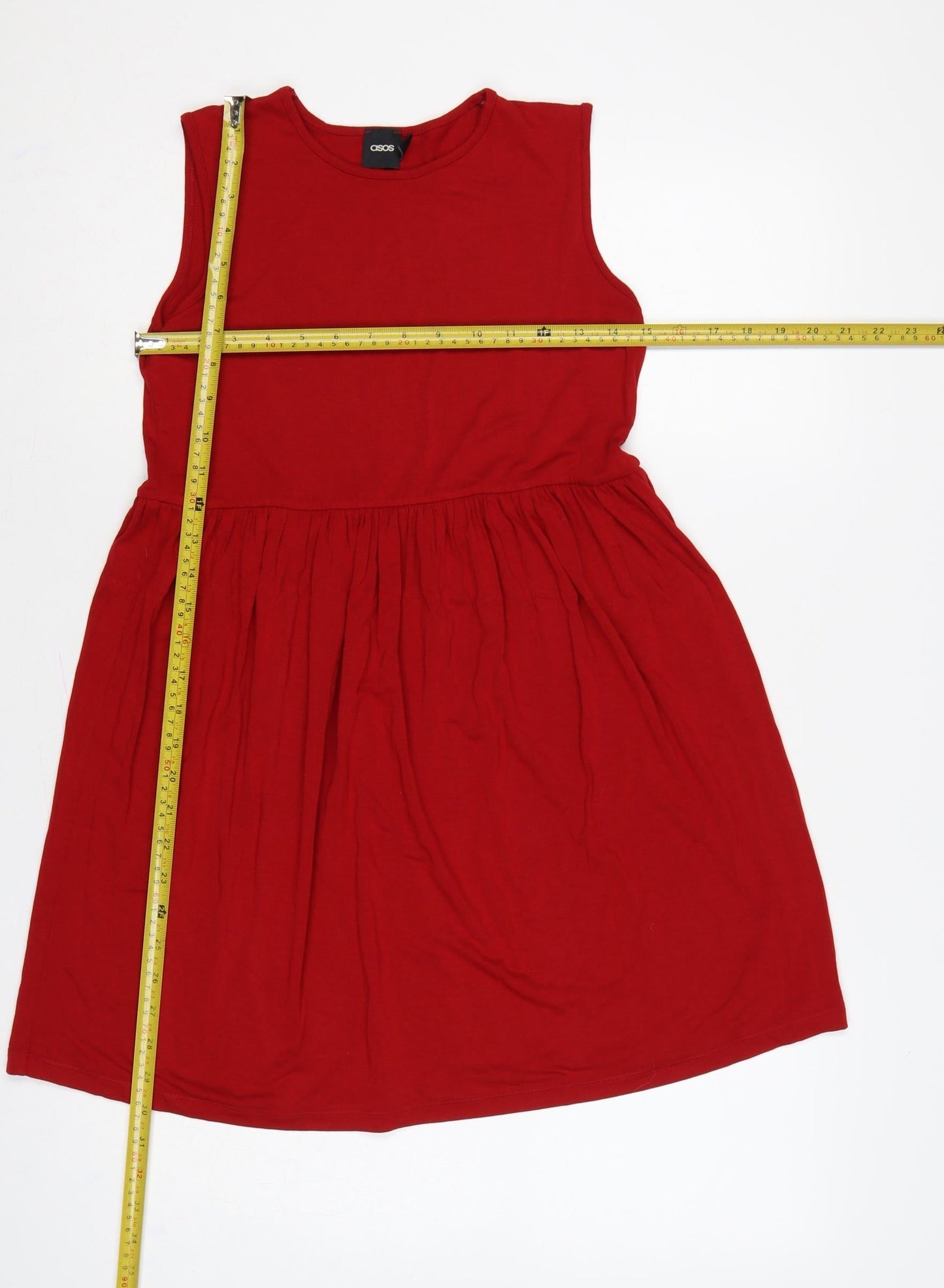 ASOS Women Red UK 6 Fit & Flare Sleeveless Jersey Short Dress