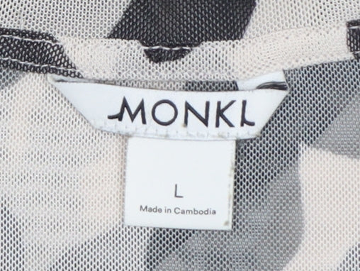 Monki Women Multicoloured L Cropped Sheer Mesh Long Sleeve T-Shirt