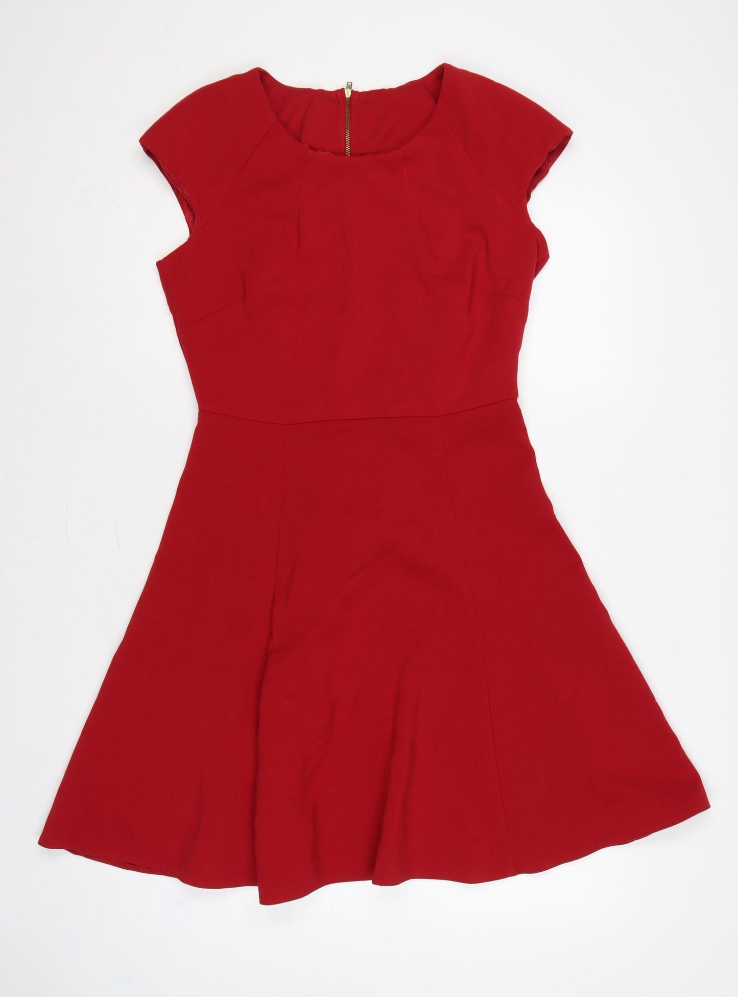Savida Women Red UK 12 Fit & Flare Knee Length Cap Sleeve Dress